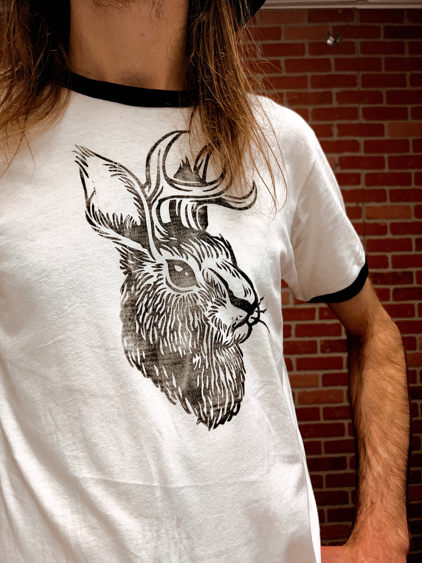 Hand-stamped Jackelope Baseball Tee