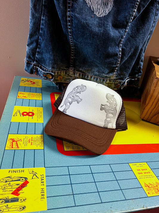 Hand-Stamped Elephant Trucker Hat